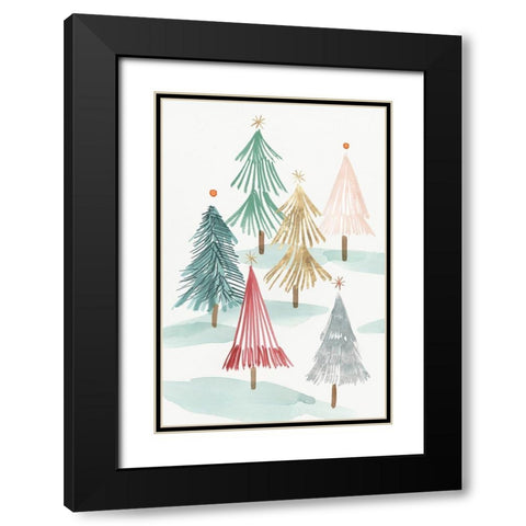 Christmas Trees I  Black Modern Wood Framed Art Print with Double Matting by PI Studio