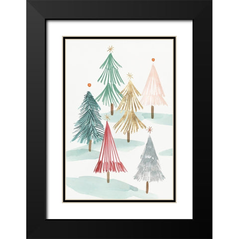 Christmas Trees I  Black Modern Wood Framed Art Print with Double Matting by PI Studio