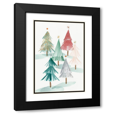 Christmas Trees II  Black Modern Wood Framed Art Print with Double Matting by PI Studio