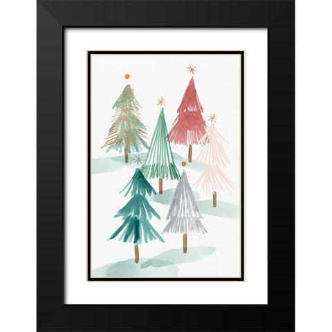 Christmas Trees II  Black Modern Wood Framed Art Print with Double Matting by PI Studio