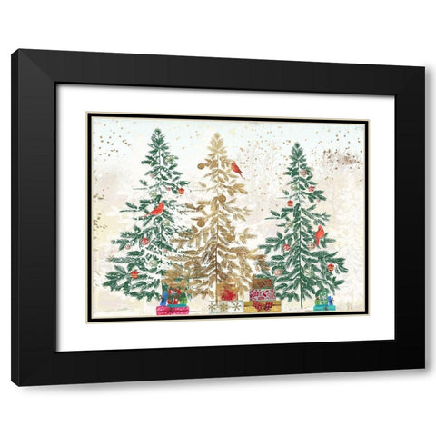 Three Christmas Trees  Black Modern Wood Framed Art Print with Double Matting by PI Studio