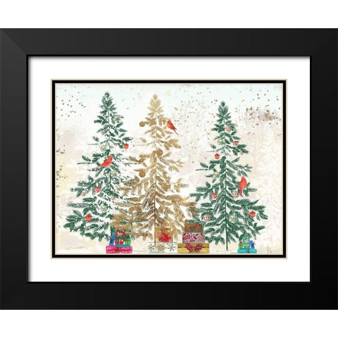 Three Christmas Trees  Black Modern Wood Framed Art Print with Double Matting by PI Studio