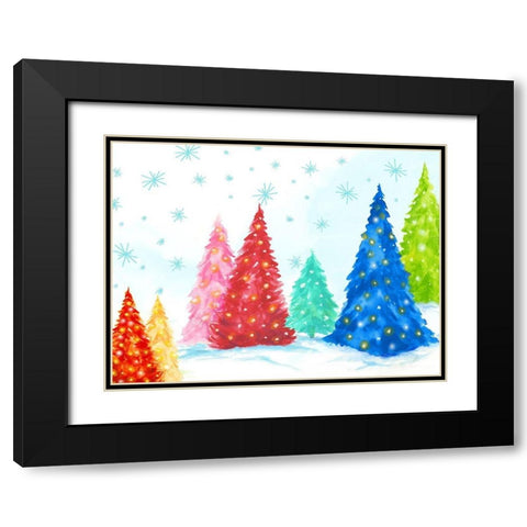 Magic Christmas Trees I  Black Modern Wood Framed Art Print with Double Matting by PI Studio