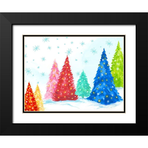 Magic Christmas Trees I  Black Modern Wood Framed Art Print with Double Matting by PI Studio