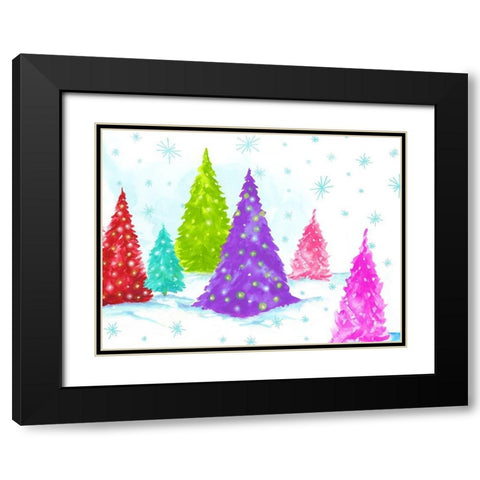 Magic Christmas Trees II   Black Modern Wood Framed Art Print with Double Matting by PI Studio