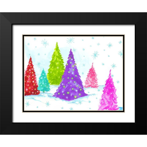 Magic Christmas Trees II   Black Modern Wood Framed Art Print with Double Matting by PI Studio