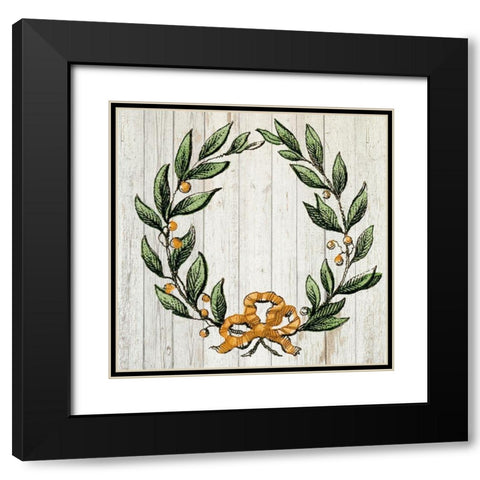 Retro Wreath Black Modern Wood Framed Art Print with Double Matting by PI Studio