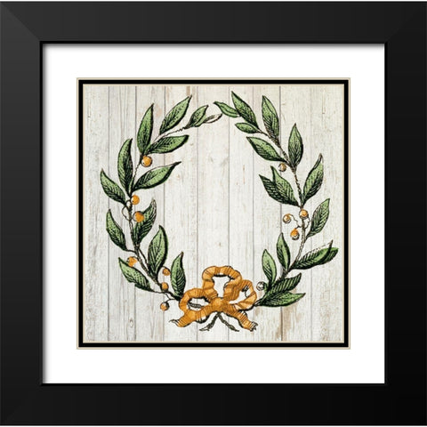 Retro Wreath Black Modern Wood Framed Art Print with Double Matting by PI Studio