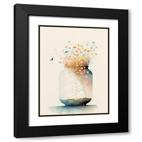 Jug of Wildflowers Black Modern Wood Framed Art Print with Double Matting by Mclean, Leah