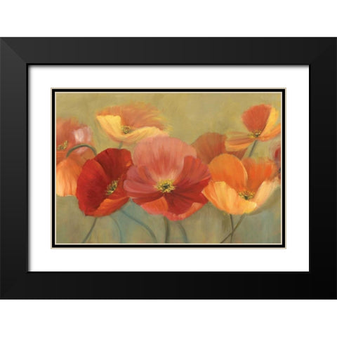 Summer Poppies Black Modern Wood Framed Art Print with Double Matting by Iafrate, Sandra