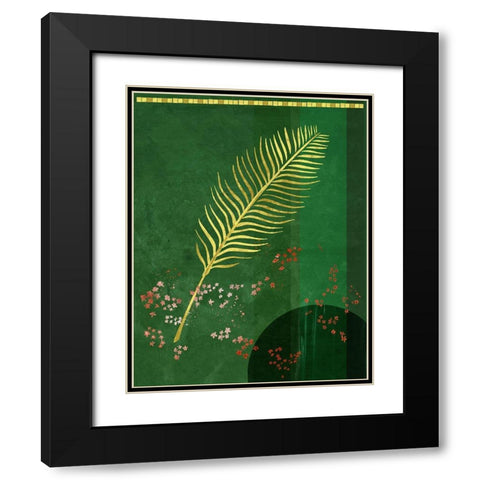 Lush Green Leaf Black Modern Wood Framed Art Print with Double Matting by Hogan, Aoibhne