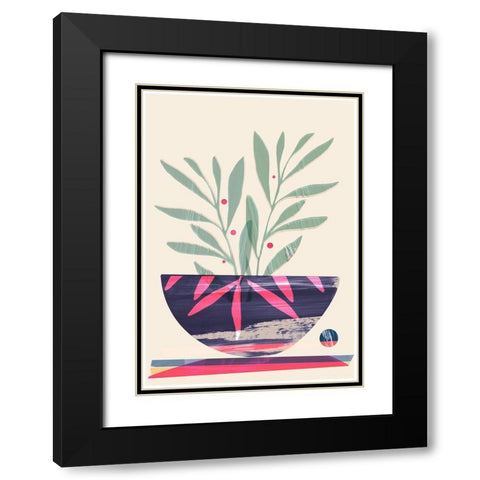 Shibori Bowl Pink Black Modern Wood Framed Art Print with Double Matting by Hogan, Aoibhne