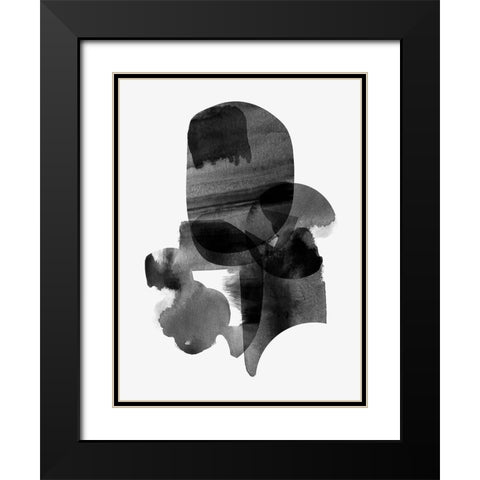 Shimmering Black I Black Modern Wood Framed Art Print with Double Matting by Hogan, Aoibhne