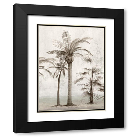 Vintage Palm Trees I  Black Modern Wood Framed Art Print with Double Matting by Ian C