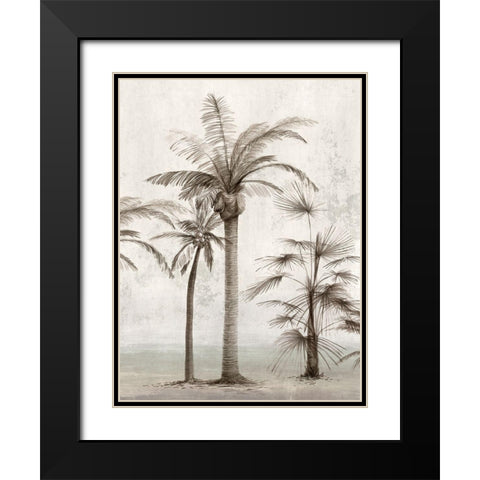 Vintage Palm Trees I  Black Modern Wood Framed Art Print with Double Matting by Ian C