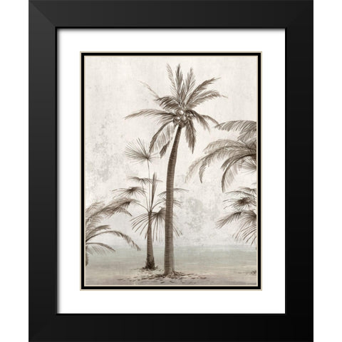 Vintage Palm Trees II Black Modern Wood Framed Art Print with Double Matting by Ian C