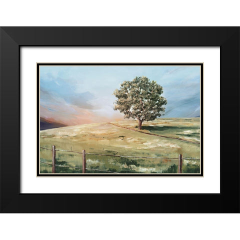 Sunset Tree  Black Modern Wood Framed Art Print with Double Matting by Ian C