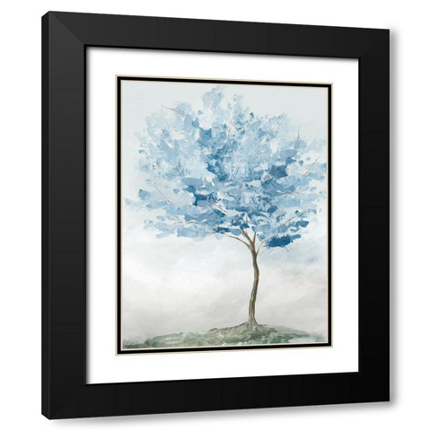 Blue Tree I  Black Modern Wood Framed Art Print with Double Matting by Ian C