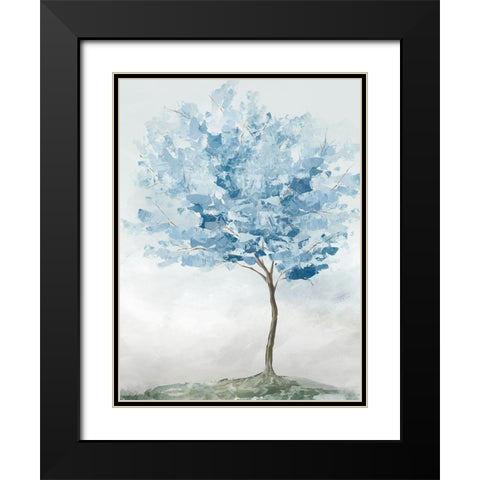 Blue Tree I  Black Modern Wood Framed Art Print with Double Matting by Ian C
