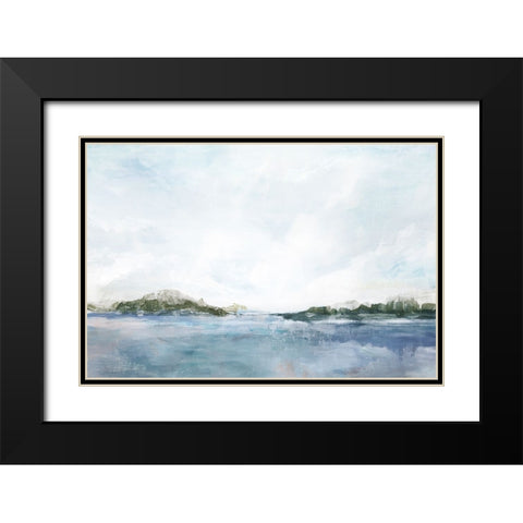 Blue Seascape Black Modern Wood Framed Art Print with Double Matting by Ian C