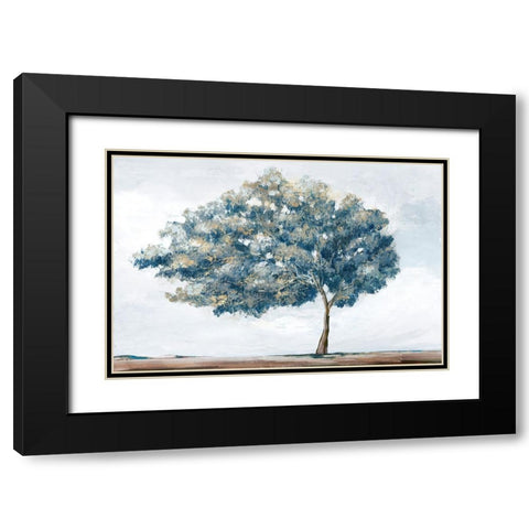 Blue Golden Tree Black Modern Wood Framed Art Print with Double Matting by Ian C