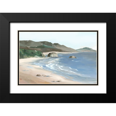Ocean Breeze Walk Black Modern Wood Framed Art Print with Double Matting by Ian C