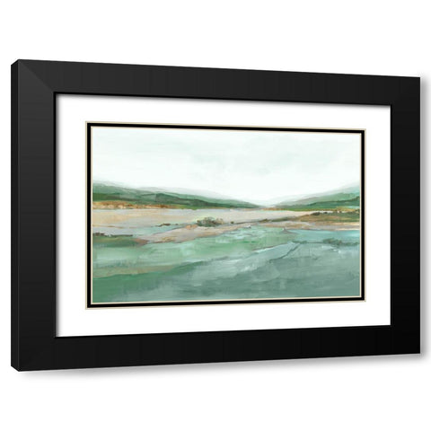 Lakeside Serenity Black Modern Wood Framed Art Print with Double Matting by Ian C