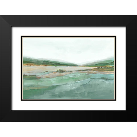 Lakeside Serenity Black Modern Wood Framed Art Print with Double Matting by Ian C