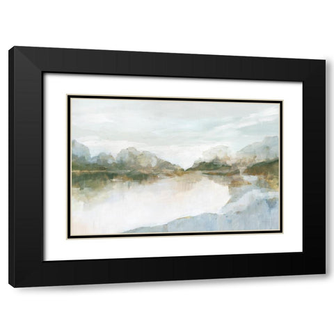Lakefront Haven Black Modern Wood Framed Art Print with Double Matting by Ian C