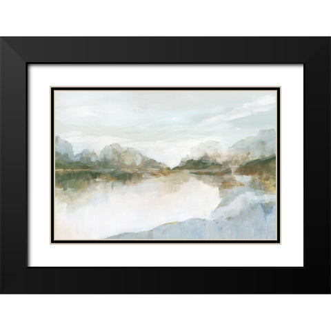 Lakefront Haven Black Modern Wood Framed Art Print with Double Matting by Ian C