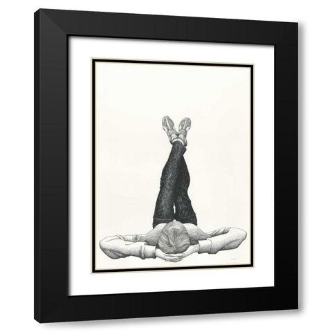 Resting Black Modern Wood Framed Art Print with Double Matting by JOEL