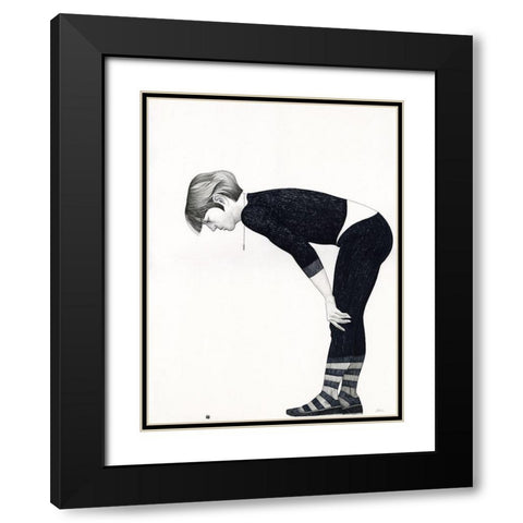 Caterpillar Black Modern Wood Framed Art Print with Double Matting by Joel, Jack