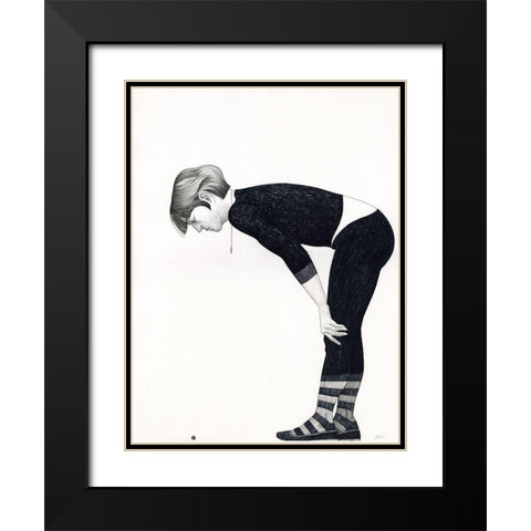 Caterpillar Black Modern Wood Framed Art Print with Double Matting by Joel, Jack
