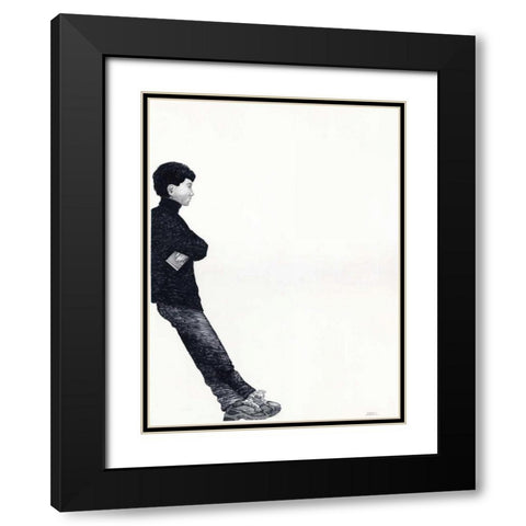 Waiting Black Modern Wood Framed Art Print with Double Matting by JOEL