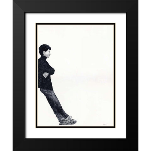 Waiting Black Modern Wood Framed Art Print with Double Matting by JOEL
