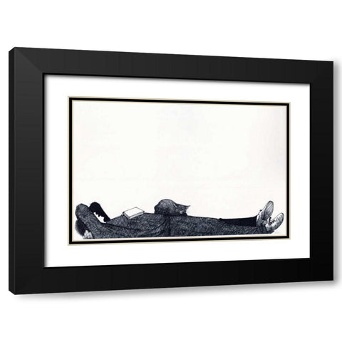 Nap Black Modern Wood Framed Art Print with Double Matting by JOEL