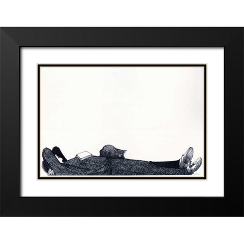 Nap Black Modern Wood Framed Art Print with Double Matting by JOEL