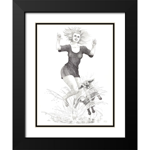 Splash Black Modern Wood Framed Art Print with Double Matting by Joel, Jack