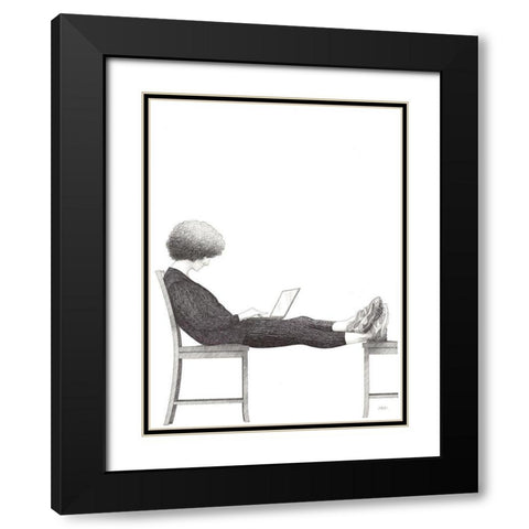 Laptop Black Modern Wood Framed Art Print with Double Matting by Joal, Jack