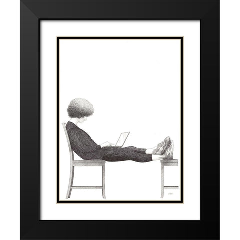 Laptop Black Modern Wood Framed Art Print with Double Matting by Joal, Jack