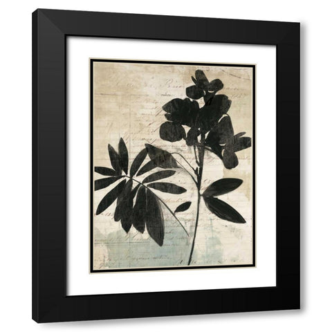 Inky Floral II Black Modern Wood Framed Art Print with Double Matting by Jensen, Asia