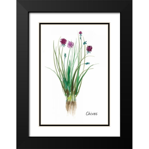 Chives Black Modern Wood Framed Art Print with Double Matting by Jensen, Asia