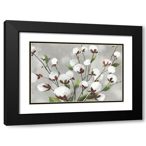Cotton Ball Flowers I  Black Modern Wood Framed Art Print with Double Matting by Jensen, Asia