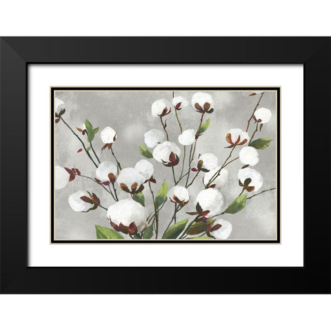 Cotton Ball Flowers I  Black Modern Wood Framed Art Print with Double Matting by Jensen, Asia
