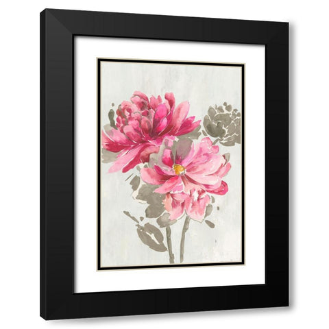 Ink Peony  Black Modern Wood Framed Art Print with Double Matting by Jensen, Asia