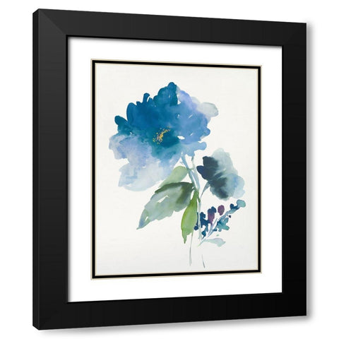 Blue Flower Garden III Black Modern Wood Framed Art Print with Double Matting by Jensen, Asia