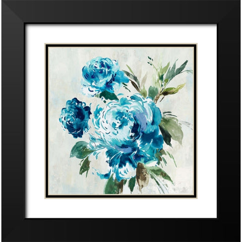 Blue Peony II  Black Modern Wood Framed Art Print with Double Matting by Jensen, Asia