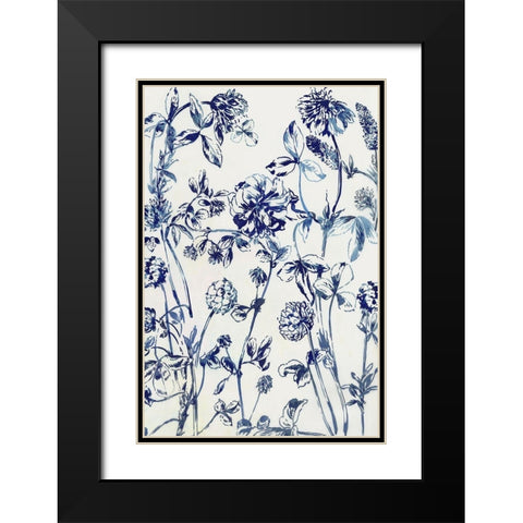 Blue Bloom Black Modern Wood Framed Art Print with Double Matting by Jensen, Asia