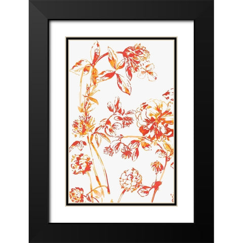 Orange Bloom II Black Modern Wood Framed Art Print with Double Matting by Jensen, Asia