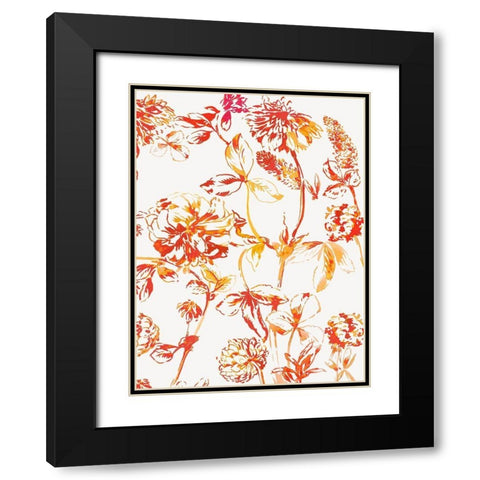 Orange Bloom III Black Modern Wood Framed Art Print with Double Matting by Jensen, Asia